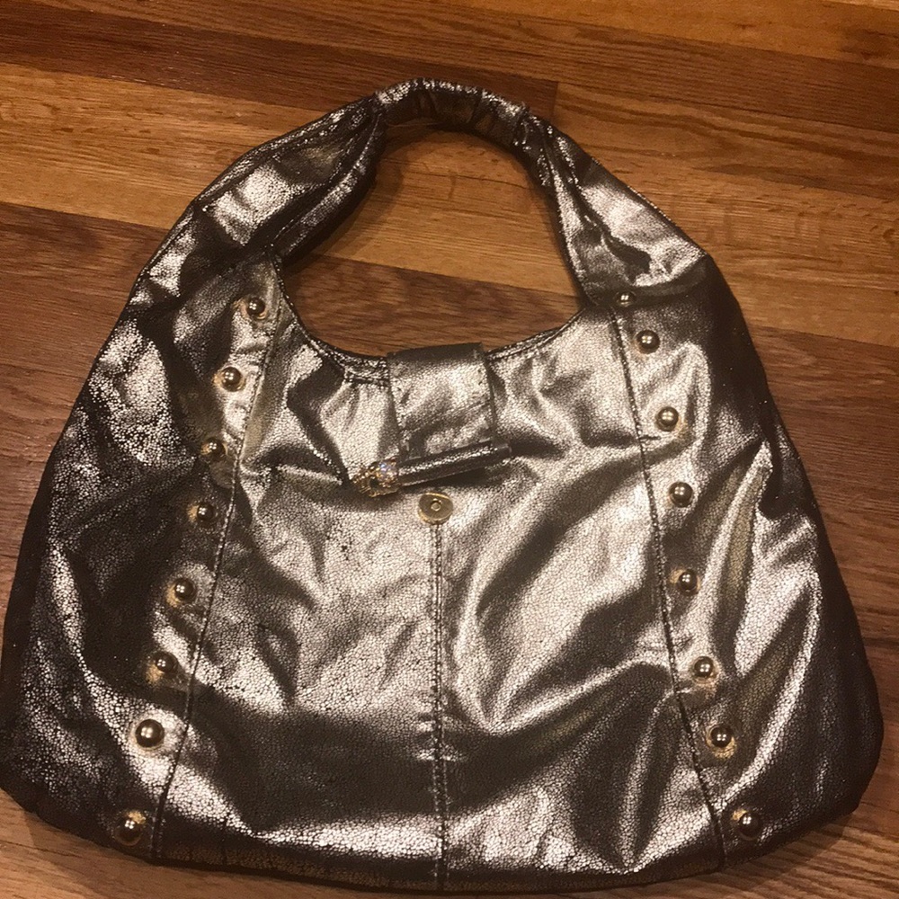 Metallic Studded Hobo Bag